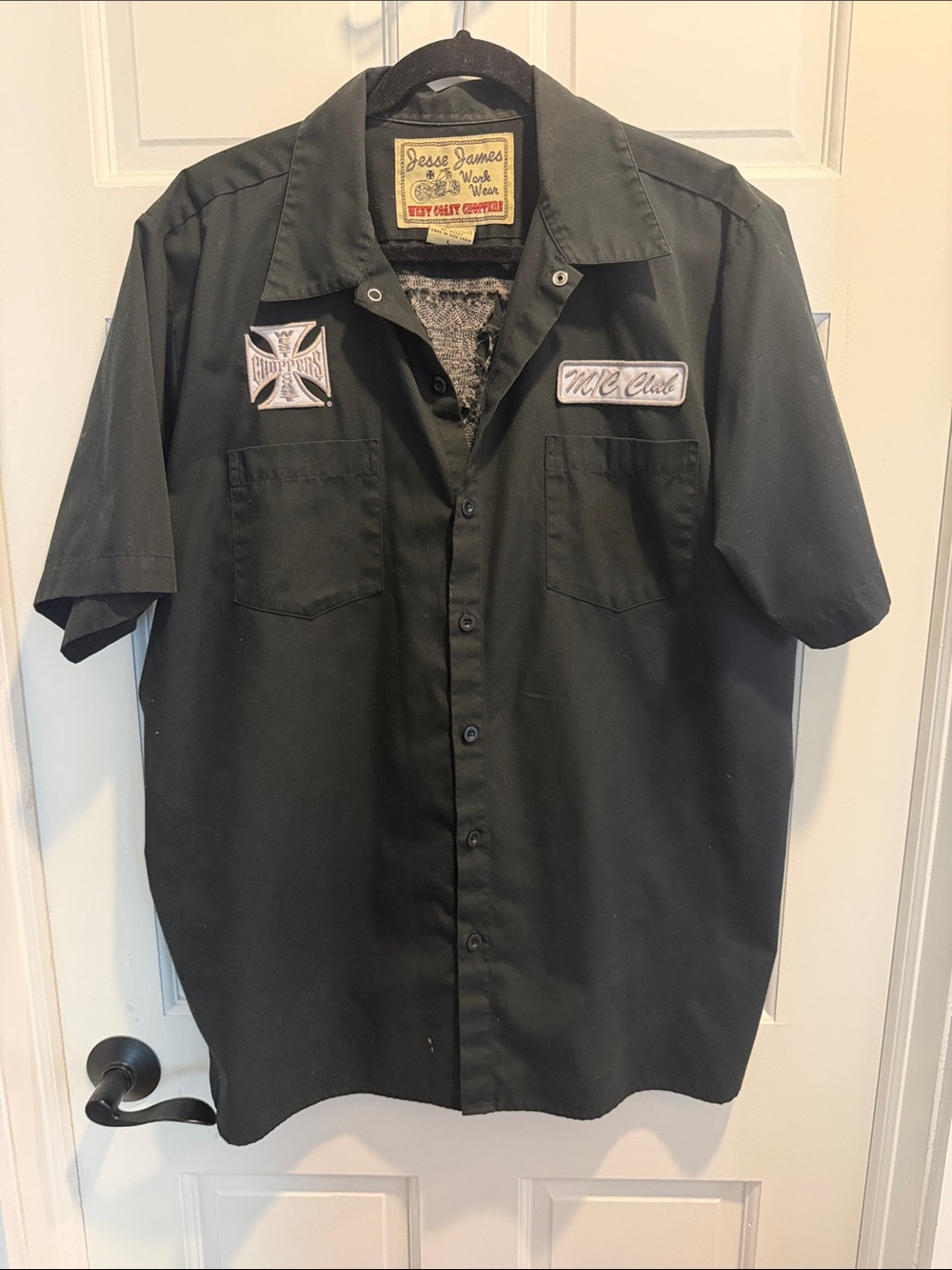 Jesse James Work Wear Men's Black Short-Sleeve Button-Down Shirt